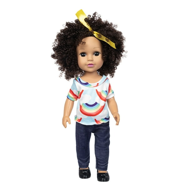 13.7 Inch Girl Dolls African American Doll with Nice Outfit Sets Yellow Owill Black Baby Doll with Clothes Set Black Dolls Best Gift for Toddlers and Girls 